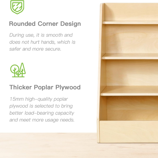 TookyToy - Montessori Bookshelf And Toy Organizer for Kids Room