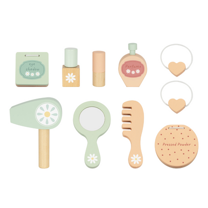 TookyToy - Wooden Vanity Table with Light-Up Mirror & Stool