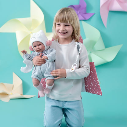 Llorens - Baby Girl Doll with Crying Mechanism, Clothing & Space Carrier: Mimi - 42cm