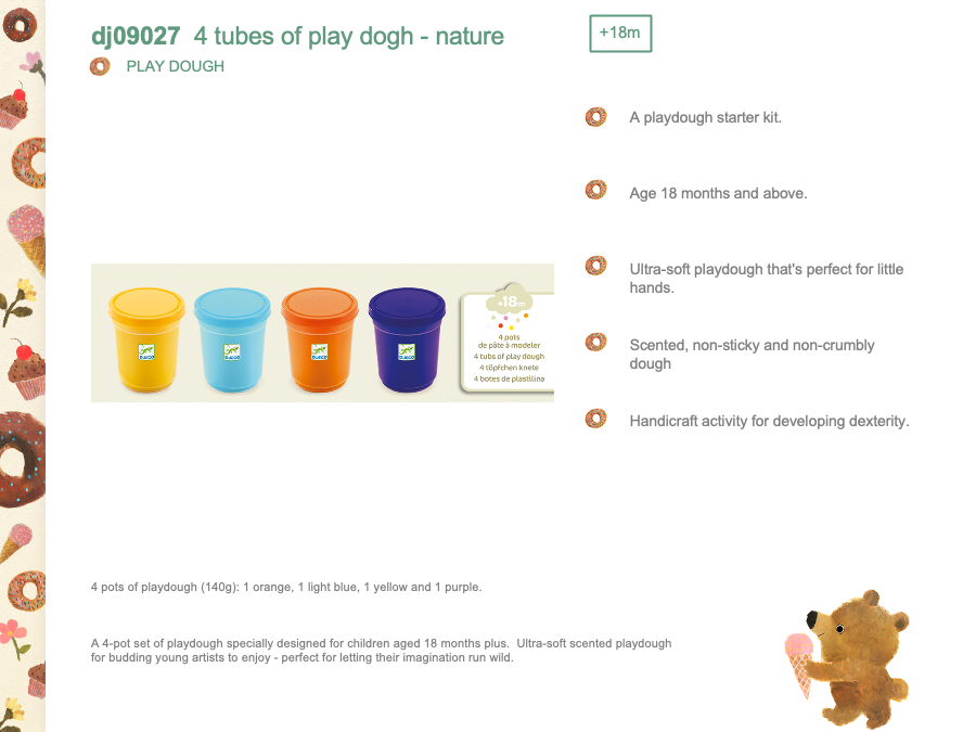 Djeco 4 tubs - nature colors - DJ09027