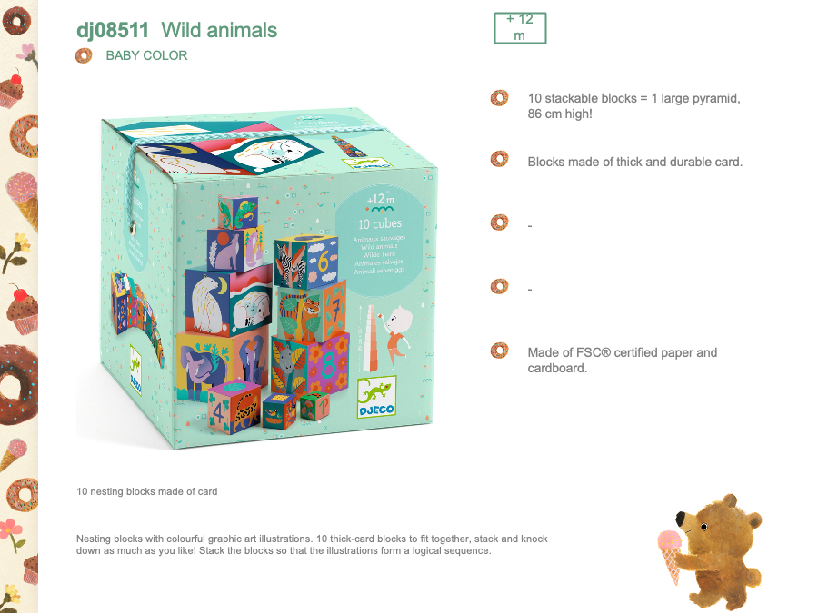 Djeco 10 Wild animals blocks - DJ08511