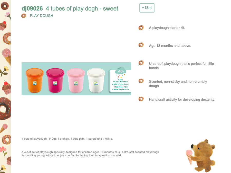 Djeco 4 tubs - sweet colors - DJ09026