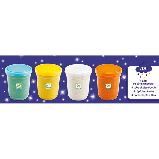 Djeco 4 tubs of glitter dough DJ09029