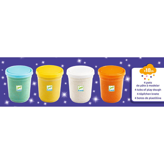 Djeco 4 tubs of glitter dough - image 1