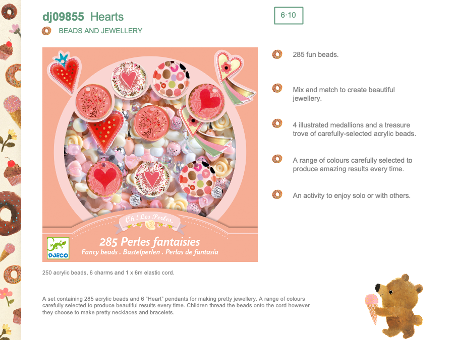 Djeco Fancy beads - Hearts - DJ09855
