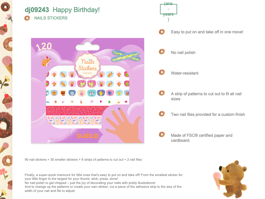 Djeco Happy Birthday nails - DJ09243