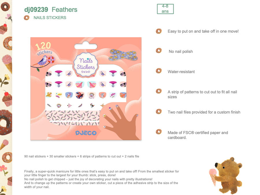 Djeco Feathers nail stickers - DJ09239