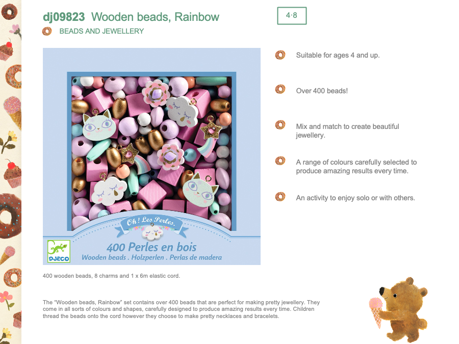 Djeco Wooden beads - Rainbow - DJ09823