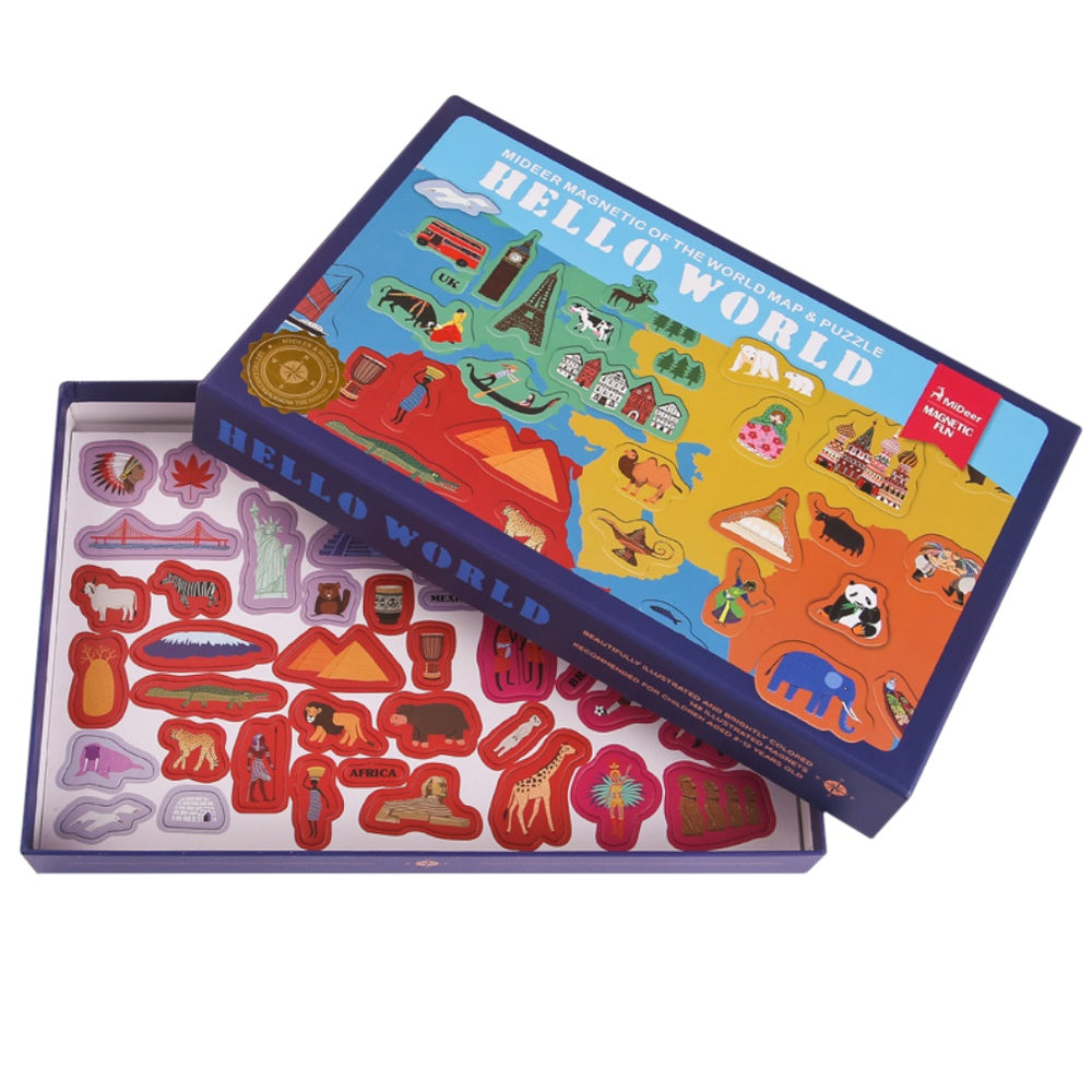 Mideer - Magnetic World Map Board - 148-Piece Geography Learning for Kids