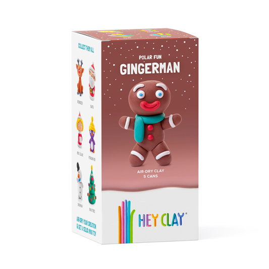 Hey Clay - Modelling Air-Dry Clay with Fun Interactive App - Ginger Man, Christmas Series, 5 cans