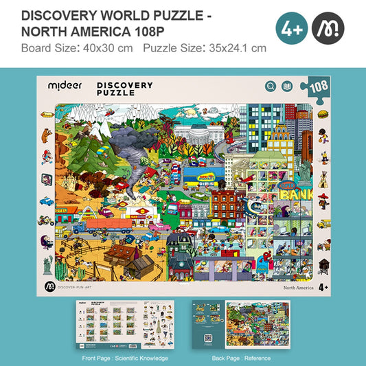 Mideer - Big World Small World America-Themed Discovery Puzzle: 108 Pieces