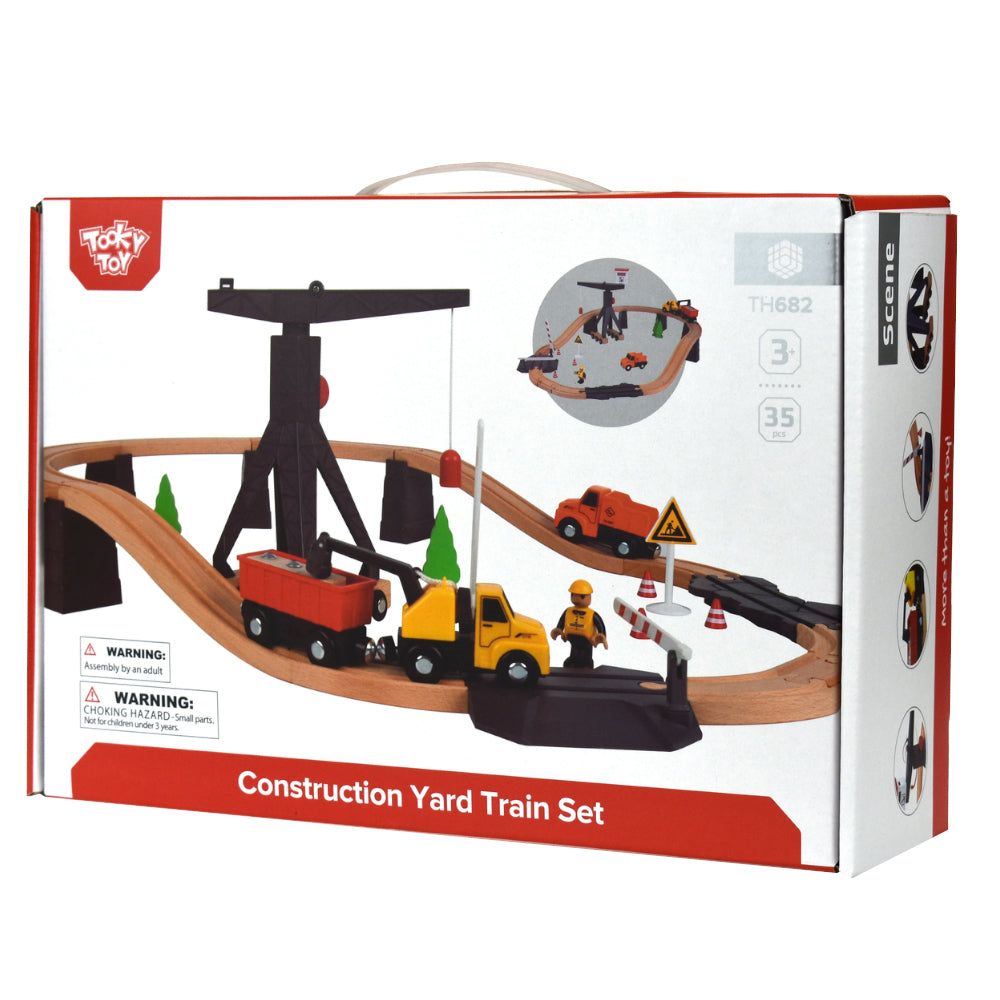 TookyToy - Wooden Train Set - Constructin Yard - Motherhood