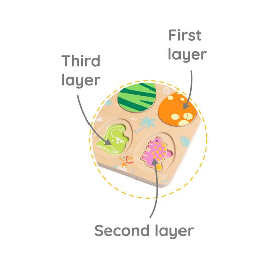 Classic World - Multi-Layered Wooden Puzzle - Dinosaur - 25pcs