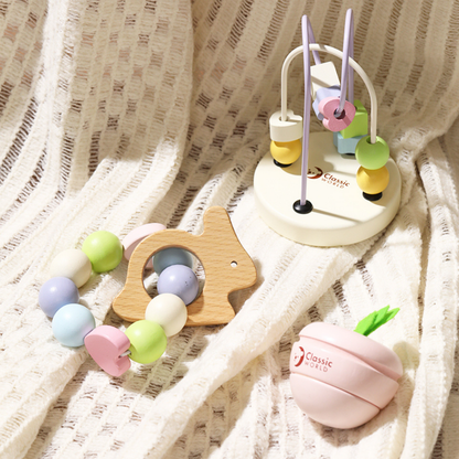 Classic World - Mara Baby Play Set with Bead Maze, Rattle and Lacing Beads - 3 Pieces