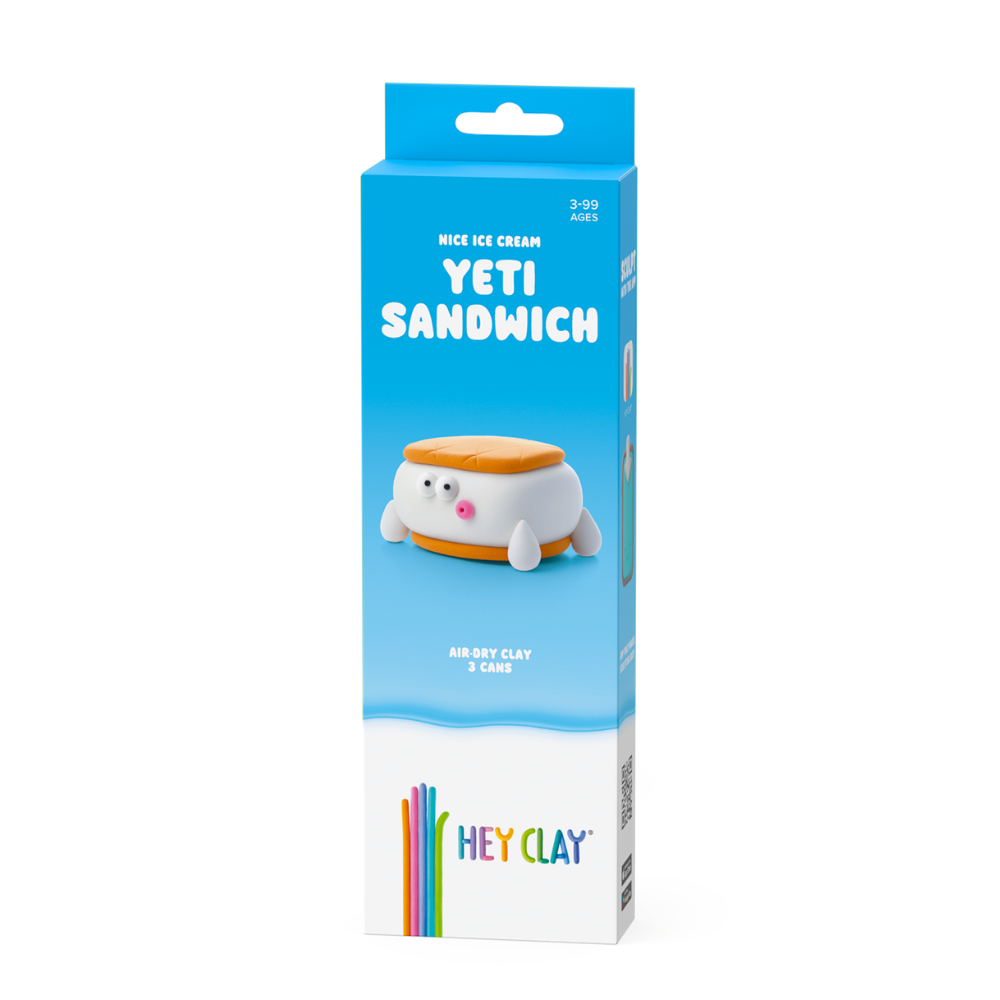 Hey Clay - Modelling Air-Dry Clay with Fun Interactive App - Yeti Sandwich, Series Nice Ice Cream, 3 cans