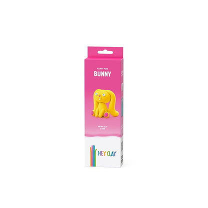Hey Clay - Modelling Air-Dry Clay with Fun Interactive App - Bunny, series Fluffy Pets, 3 cans