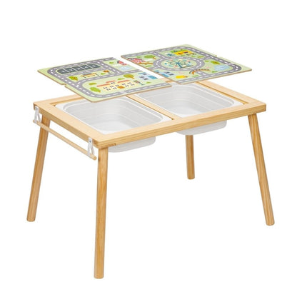TookyToy - Multi-Activty Kids Table with Sensory Bins, Tabletop & Roll Holder