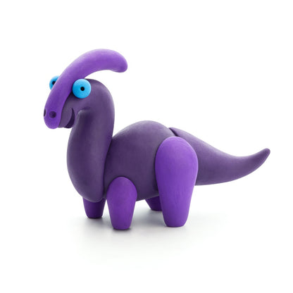 Hey Clay - Modelling Air-Dry Clay with Fun Interactive App - Ankylosaurus, Parasaurolophus, Therizinosaurus, Series Mega Dinos, 6 cans