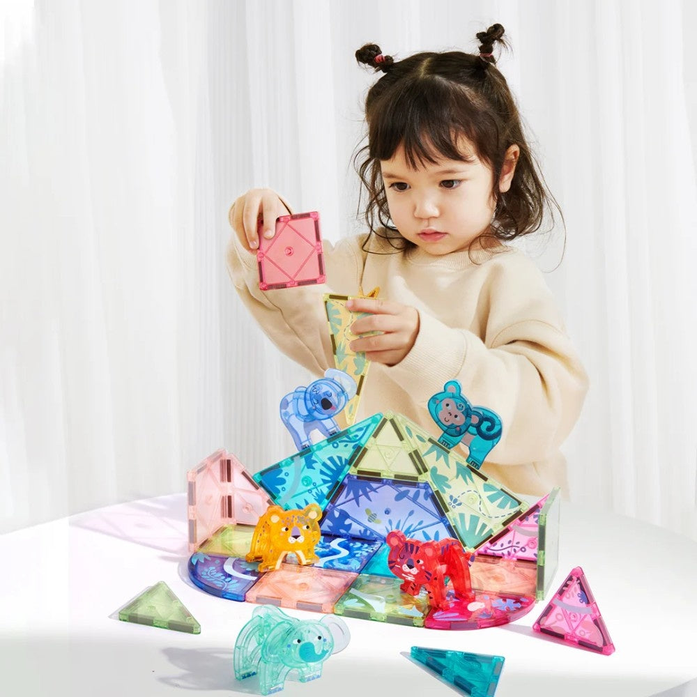 Mideer - Colourful Magnetic Tiles Building Set - Magical Jungle - 40pcs