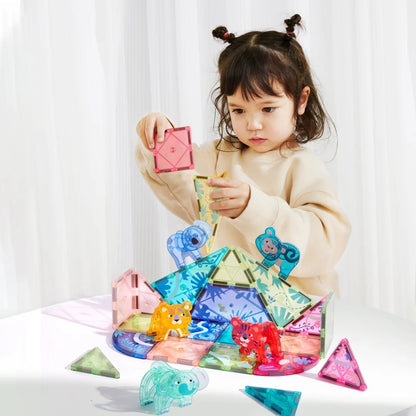 Mideer - Colourful Magnetic Tiles Building Set - Magical Jungle - 40pcs