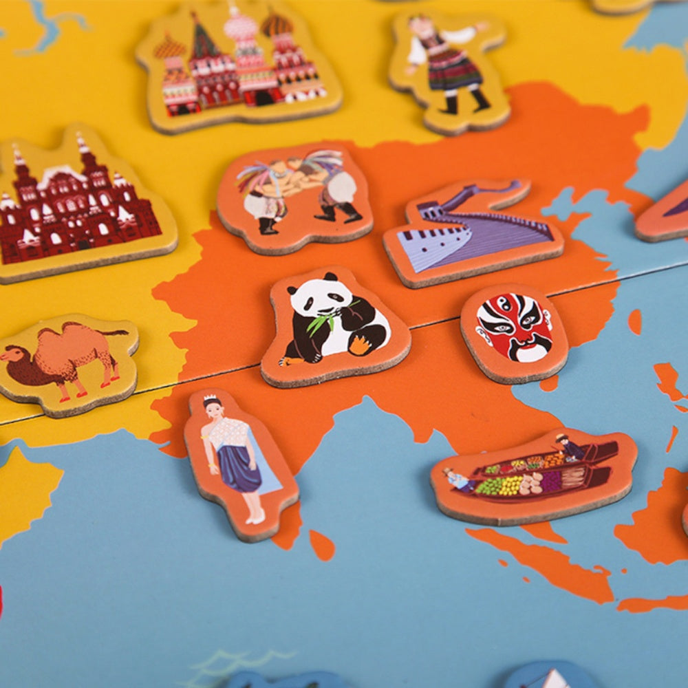 Mideer - Magnetic World Map Board - 148-Piece Geography Learning for Kids