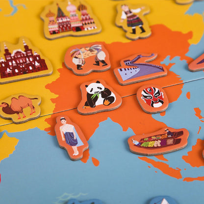 Mideer - Magnetic World Map Board - 148-Piece Geography Learning for Kids
