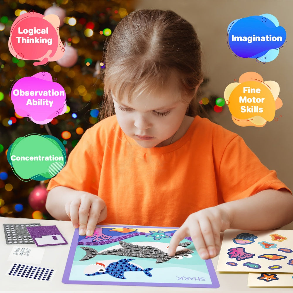 Jar Meló - Mosaic Sticker Art Kit - Ocean Journey Animal Craft Set
