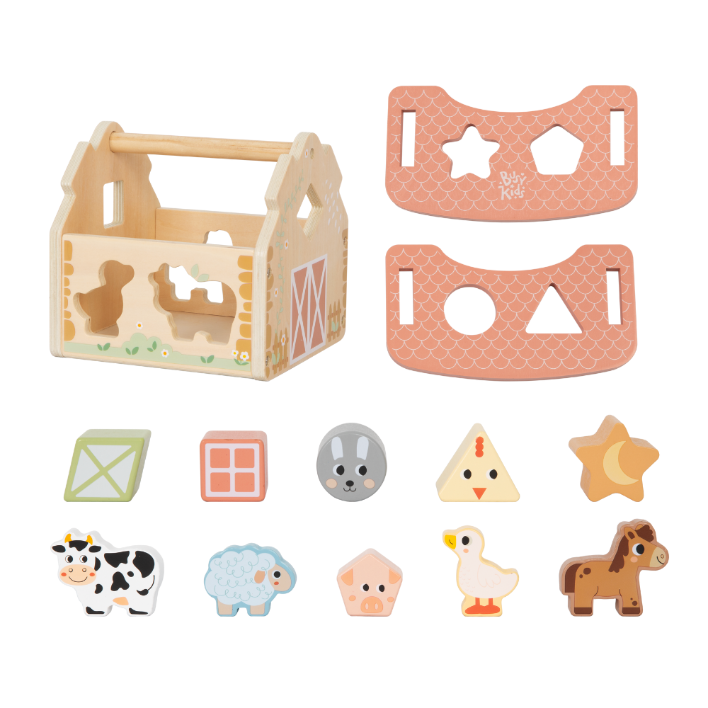 TookyToy - Farmhouse Shape Sorter - Farm Animals Sorting Toy for Toddlers