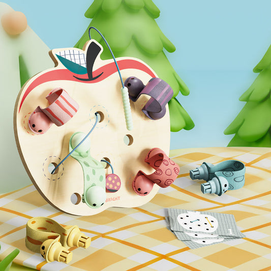 TopBright - Apple Worms Fine Motor Game with Activity Cards