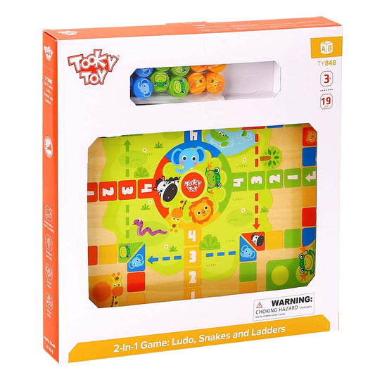 TookyToy - 2-in-1 - Game Set - Ludo & Snakes and Ladders
