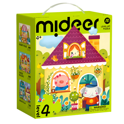 Mideer - Level Up Jigsaw Puzzle for Kids - 3-in-1 - Level 4 Fairy Tale Town