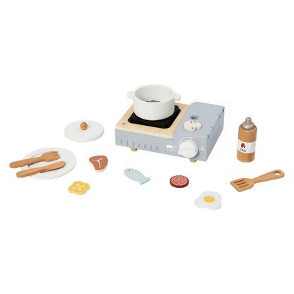 TookyToy - Pretend Play Wooden Camping Stove Toy Set - 15 Pieces