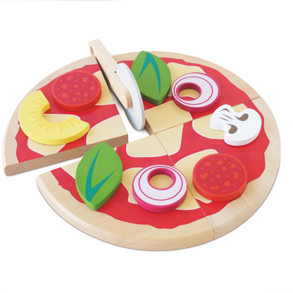 Le Toy Van - Wooden Pizza & Toppings with Slice Cutter - 13pcs
