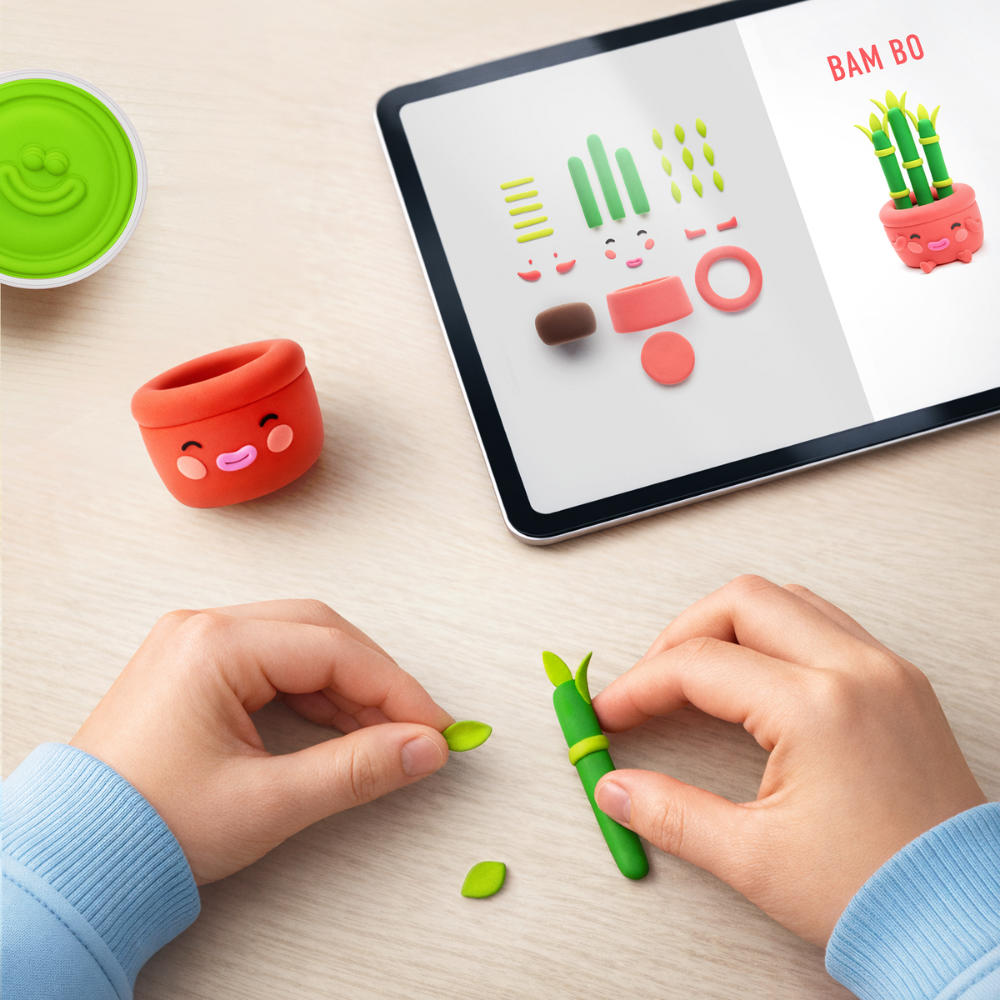 Hey Clay - Modelling Air-Dry Clay with Fun Interactive App - Plant Friends, 15 cans