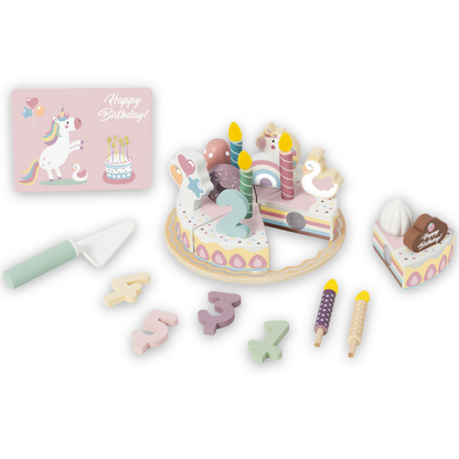 TookyToy - Pretend Play Rainbow Birthday Cake Toy Set