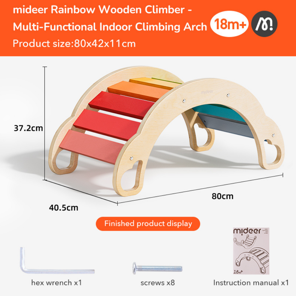 Mideer - Wooden Climbing & Rocking Rainbow Arch: Indoor Toy