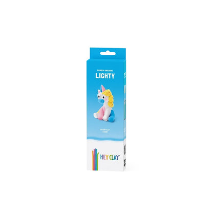 Hey Clay - Modelling Air-Dry Clay with Fun Interactive App - Lighty, Series Rainbow Unicorns, 3 cans