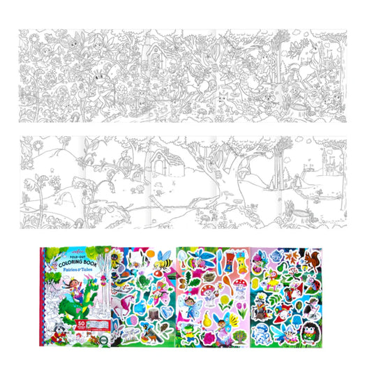eeBoo - Fold-Out Colouring Book with Stickers - Fairies And Tales