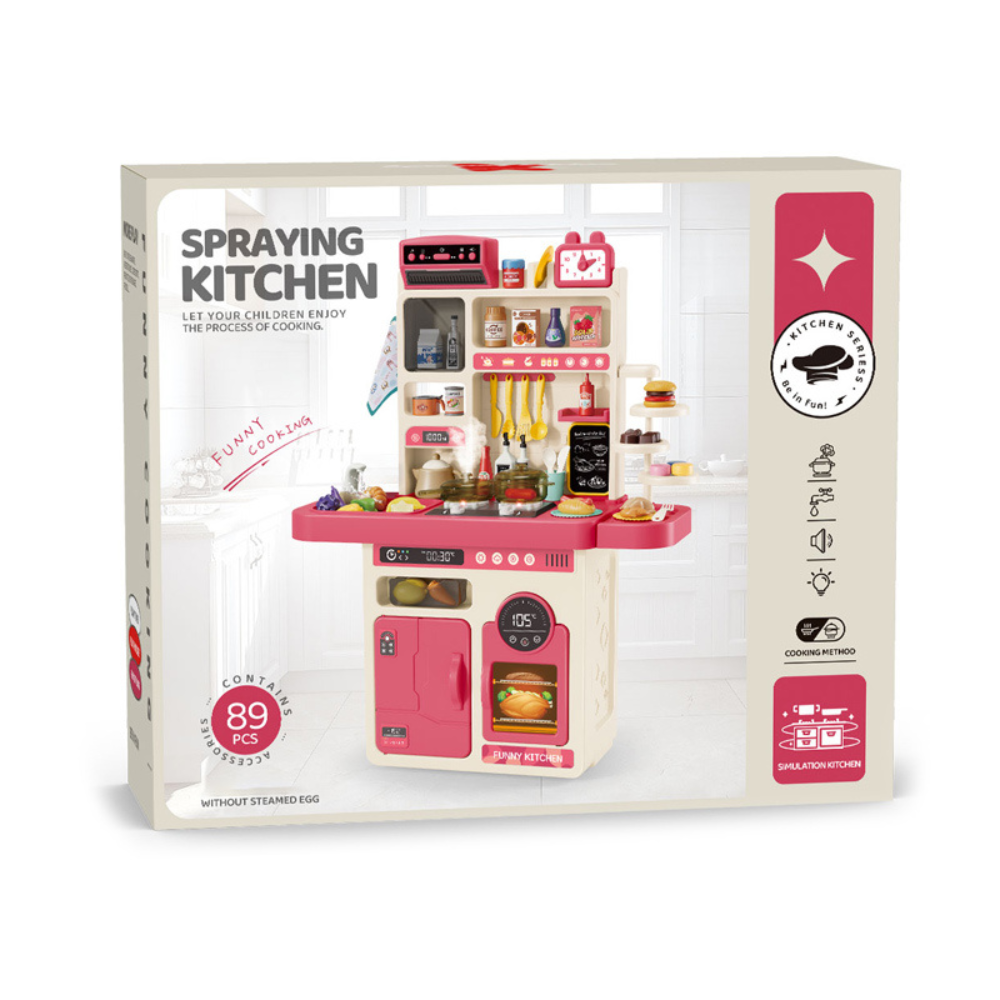 Cogo - Pretend & Play Kitchen Set with Light & Sound Effects - Pink - 89 Pieces