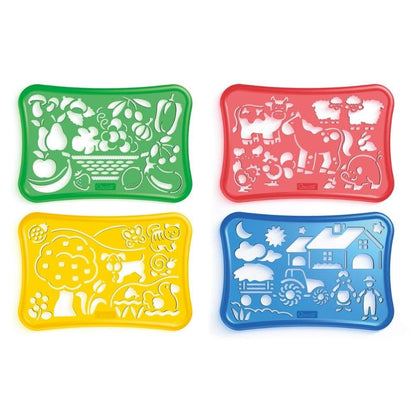 Quercetti - Farm Stencil Art Set - Animal Drawing & Colouring Activity for Kids
