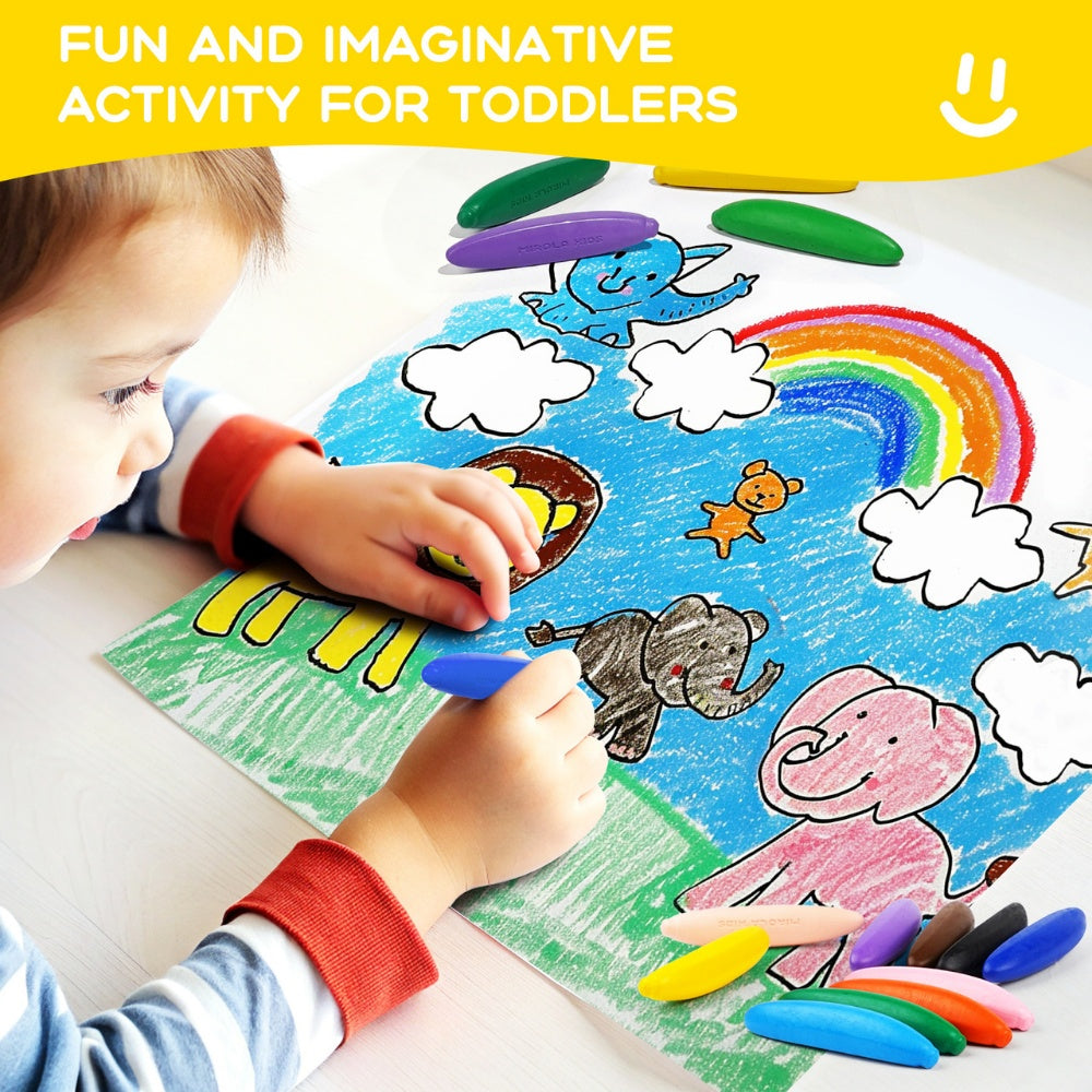 Jar Meló - Beeswax Crayons Banana Shape - 24 Washable & Non-Toxic Colours