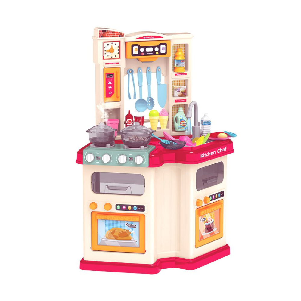 Cogo - Pretend & Play Kitchen Set with Light & Sound Effects - Pink - 67 Pieces
