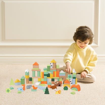 Classic World - Wooden Forest Building Blocks - 100pcs