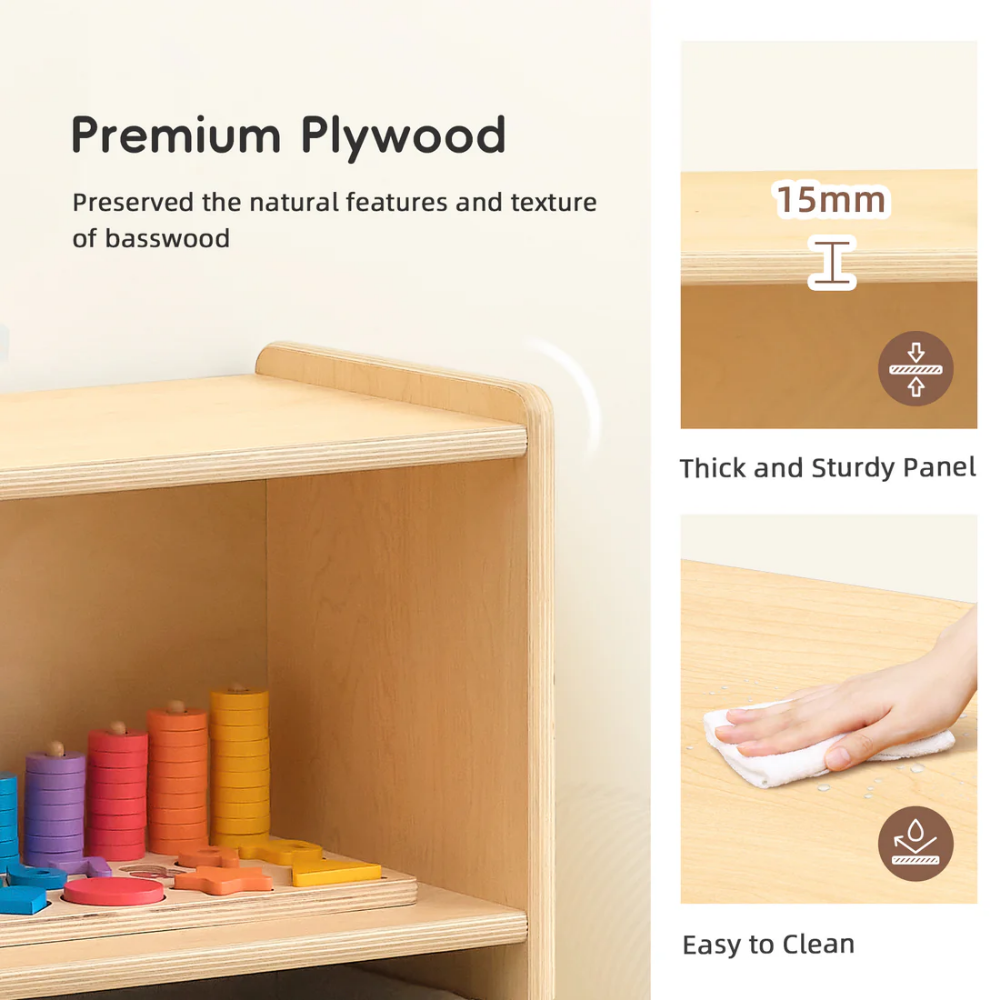 TookyToy - Wooden Shelf and Toy Storage for Kids Room: Plywood 60x114cm