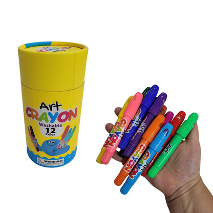 TookyToy - Twistable Washable Silky Crayons - 12 Colours - Motherhood