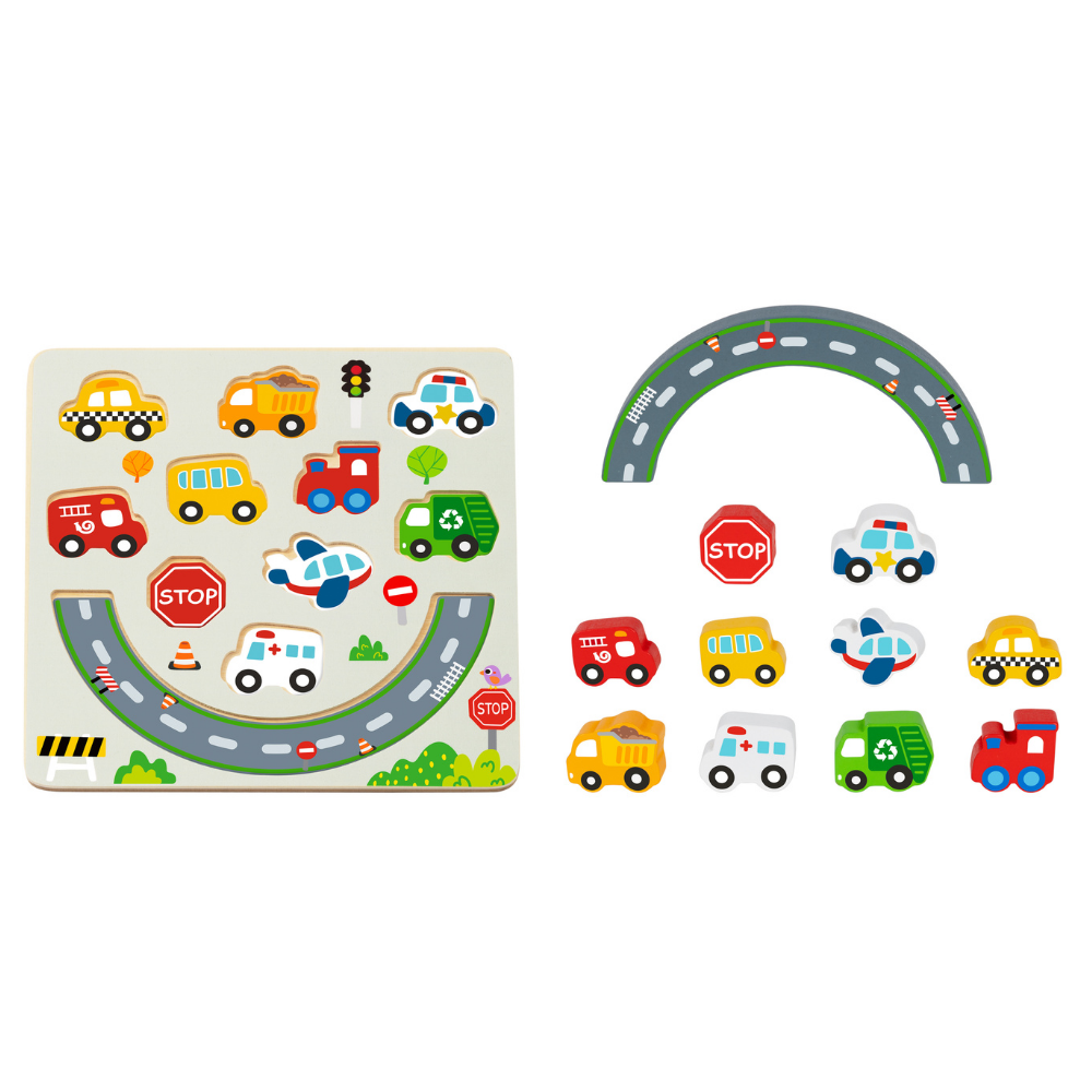 hi Pando - 2-in-1 Wooden Balancing Game and Puzzle: Transport 12 Pieces