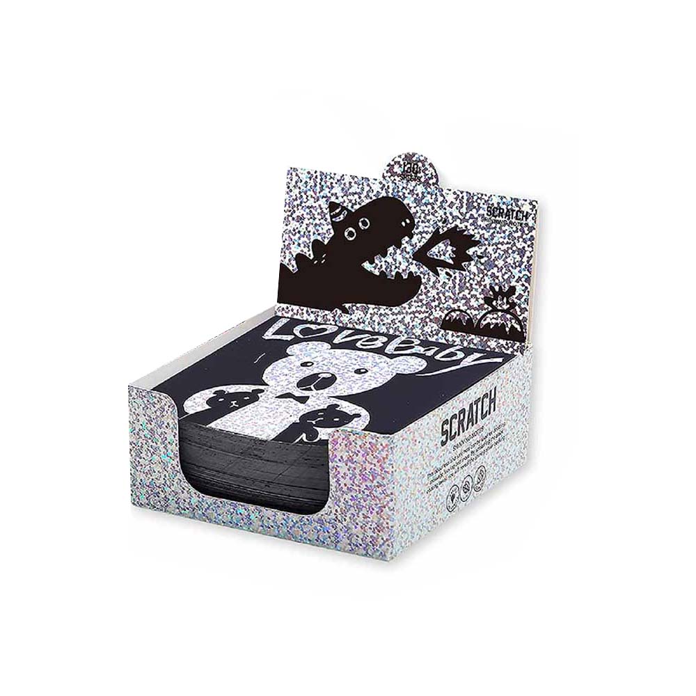 Jar Meló - Scratch Art Paper Notes Set - Silver Hologram Glitter