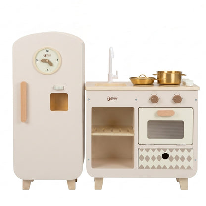 Classic World - Pretend & Play Modern Wooden Play Kitchen with Fridge