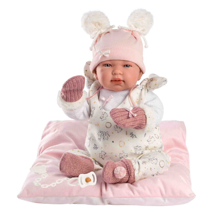 Llorens - Baby Girl Doll with Pink Blanket, Clothing & Accessories: Tina - 44cm (Mechanism Optional)