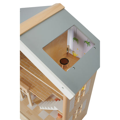 Classic World - Pretend & Play - Happy Villa Dollhouse with Furniture